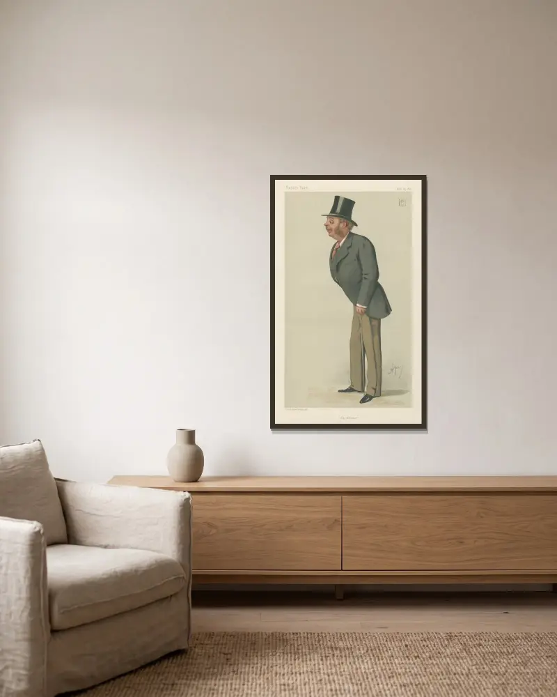 Politiker – „Ex-official“. Sir Matthew White Ridley. 23. Juli 1881 von Carlo Pellegrini gerahmt an einer Wand