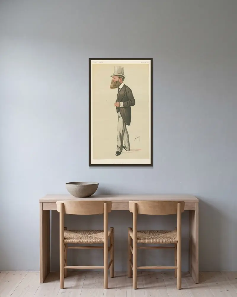 Politiker – „Der Freund des Fischers“. Mr. Edward Birkbeck. 15. August 1885 von Carlo Pellegrini gerahmt an einer Wand