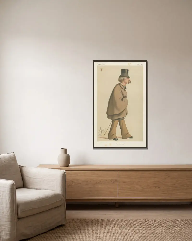 Politicians – ‘The Sanitary’. Sir William Augustus Fraser. January 9, 1875 av Carlo Pellegrini inramad på en vägg