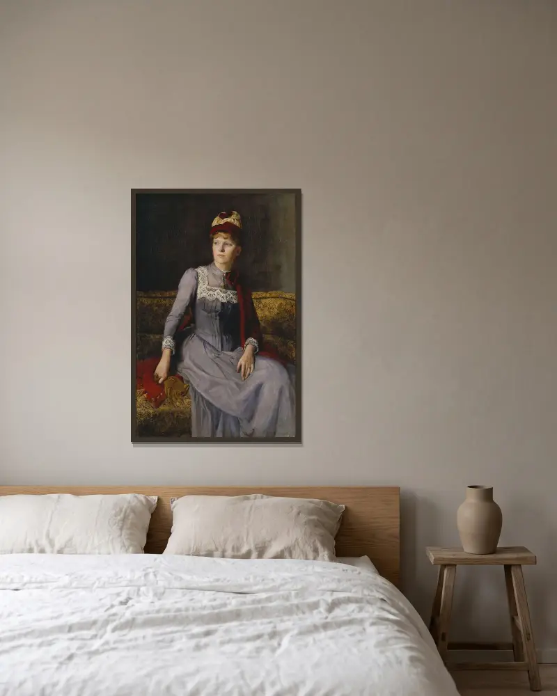Mrs Anna Flensburg av Mina Carlson-Bredberg inramad på en vägg