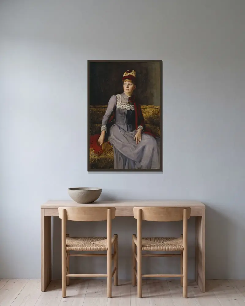Mrs Anna Flensburg av Mina Carlson-Bredberg inramad på en vägg