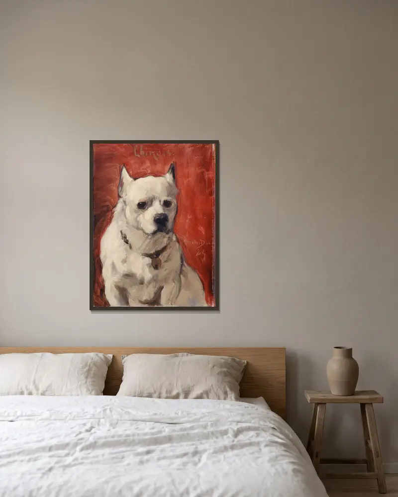 Der „chinesische“ Hund von Carolus-Duran gerahmt an einer Wand