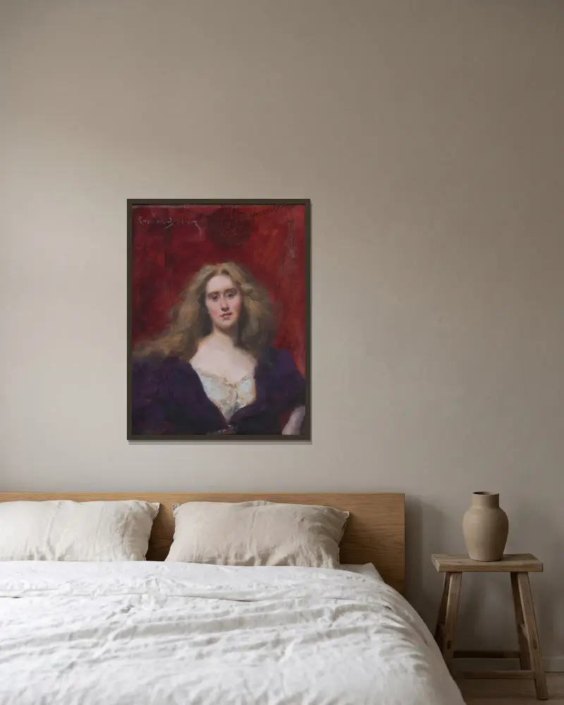 Natalie Barney von Carolus-Duran gerahmt an einer Wand