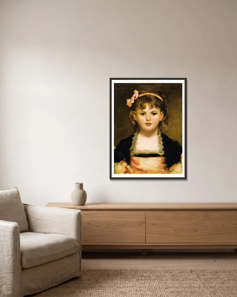 Portrait Of A Young Girl av Carolus-Duran inramad på en vägg