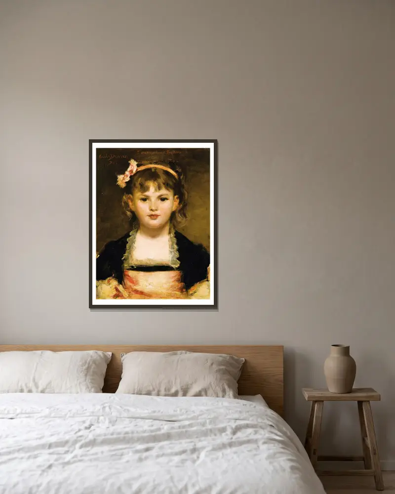 Portrait Of A Young Girl av Carolus-Duran inramad på en vägg