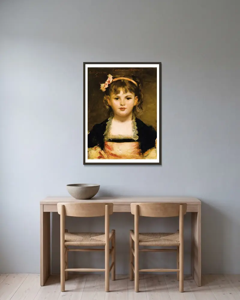 Portrait Of A Young Girl av Carolus-Duran inramad på en vägg