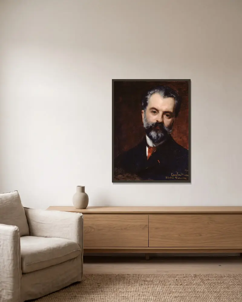 Portrait d’Arsène Alexandre (1859-1935), historien de l’art et critique av Carolus-Duran inramad på en vägg