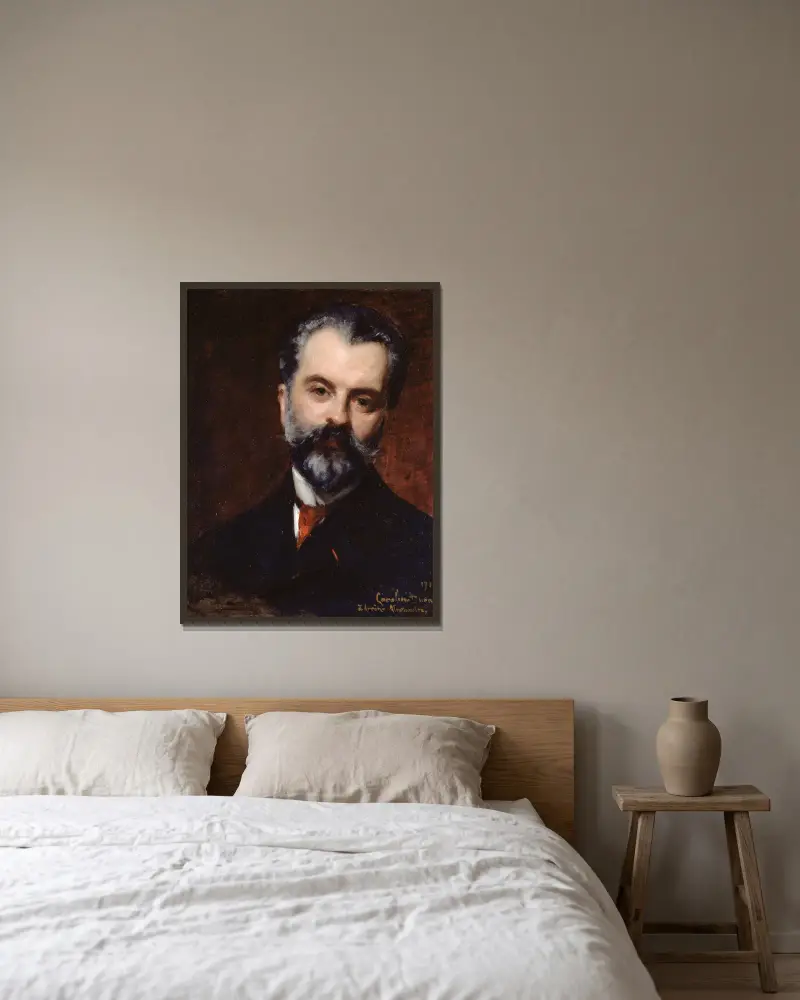 Portrait d’Arsène Alexandre (1859-1935), historien de l’art et critique av Carolus-Duran inramad på en vägg