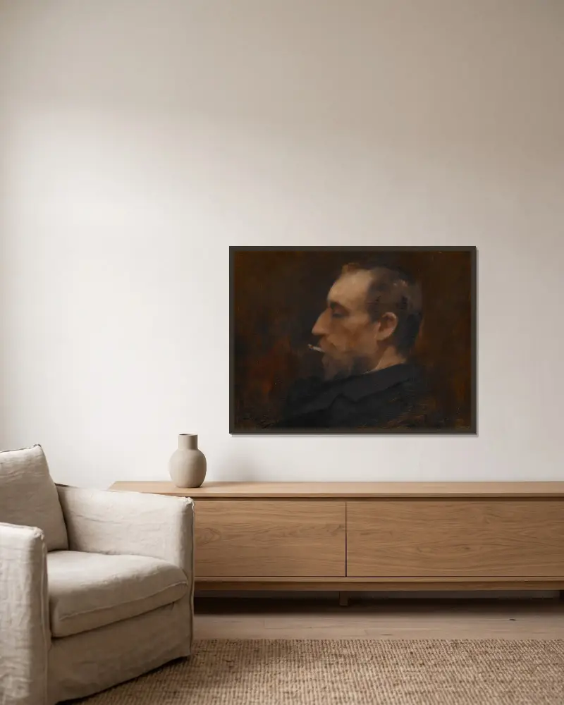Portrait of a Man av Carolus-Duran inramad på en vägg