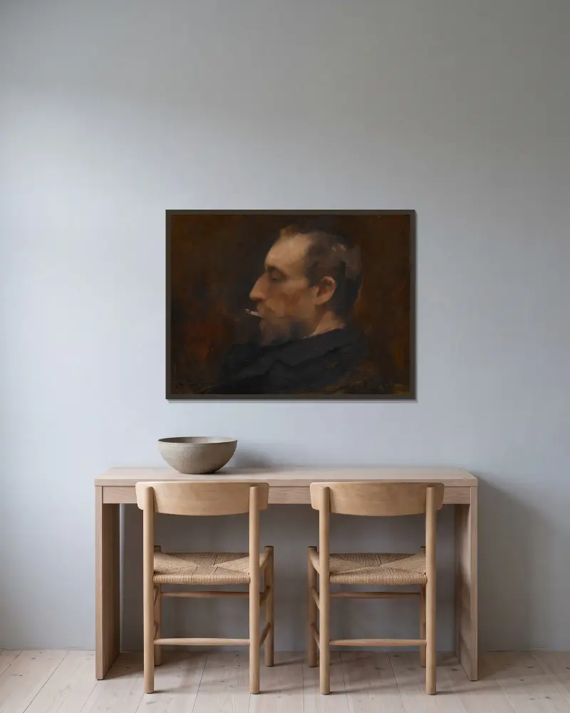 Portrait of a Man av Carolus-Duran inramad på en vägg
