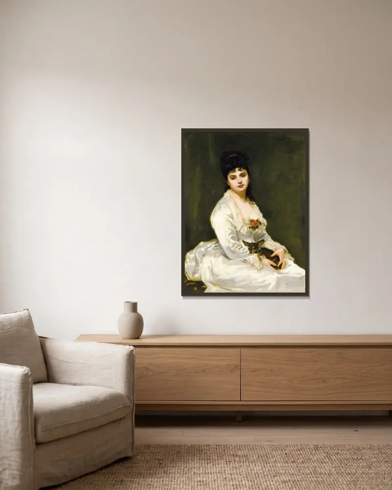 Portrait Of Mrs Henri Fouquier av Carolus-Duran inramad på en vägg