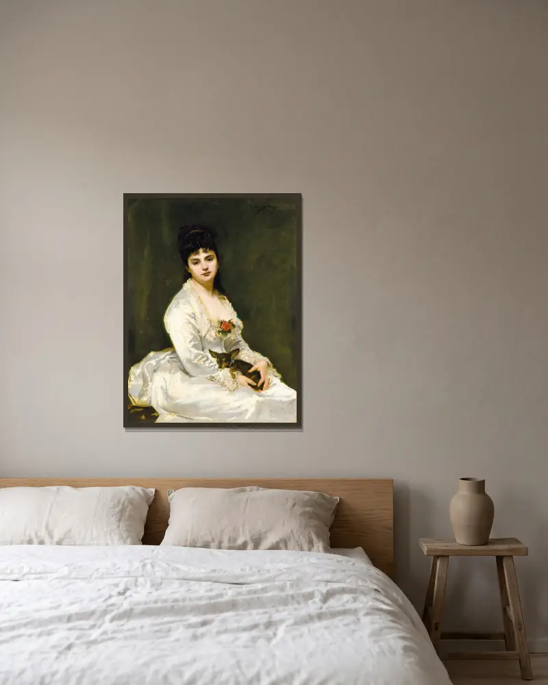 Portrait Of Mrs Henri Fouquier av Carolus-Duran inramad på en vägg