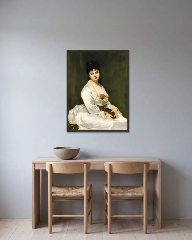 Portrait Of Mrs Henri Fouquier av Carolus-Duran inramad på en vägg