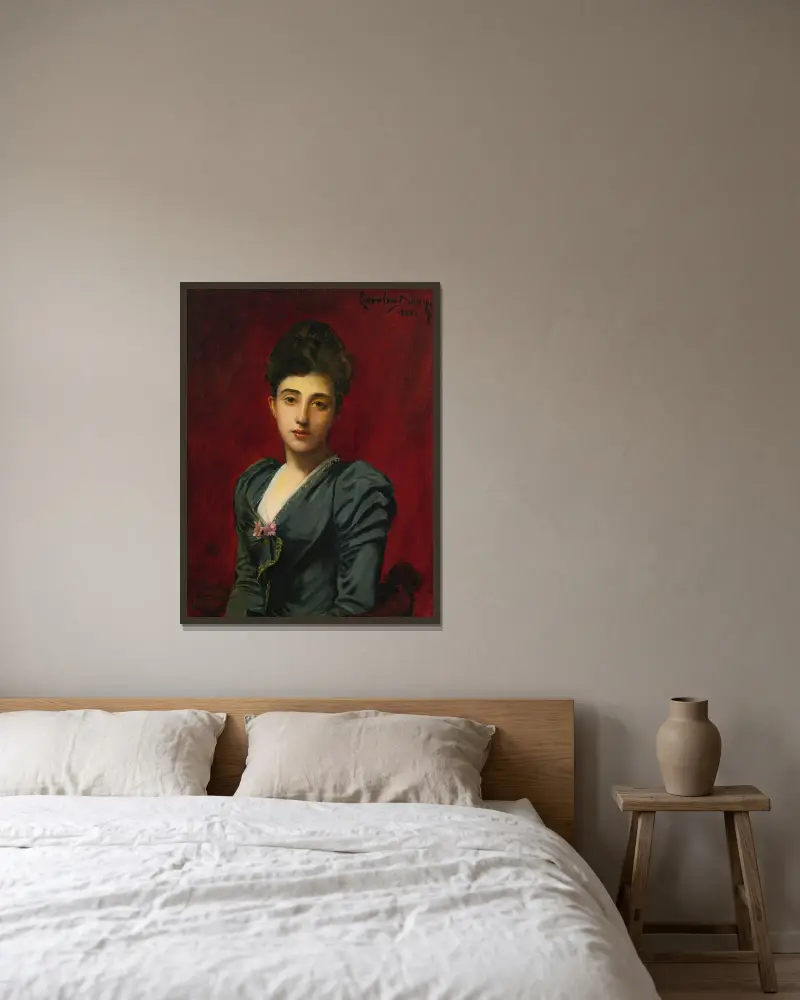 Portrait Of The Countess Lily De Roussy De Sales av Carolus-Duran inramad på en vägg
