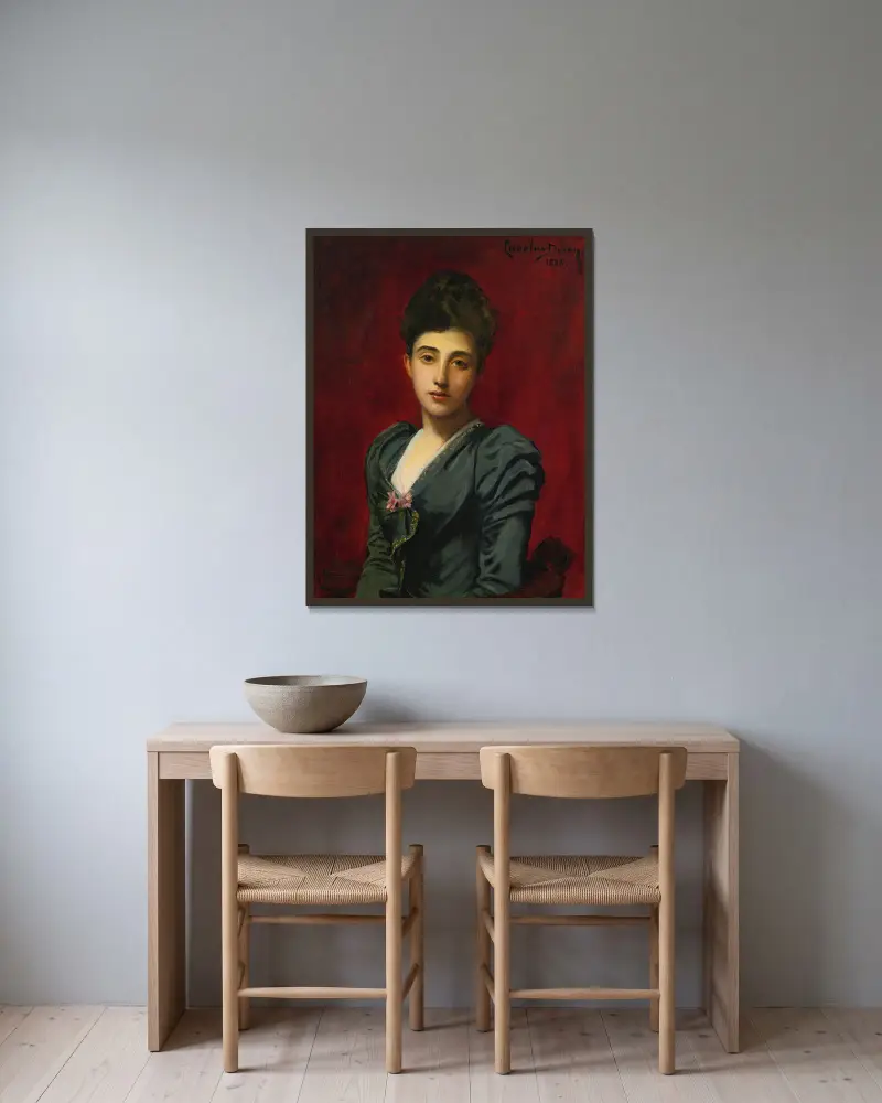 Portrait Of The Countess Lily De Roussy De Sales av Carolus-Duran inramad på en vägg