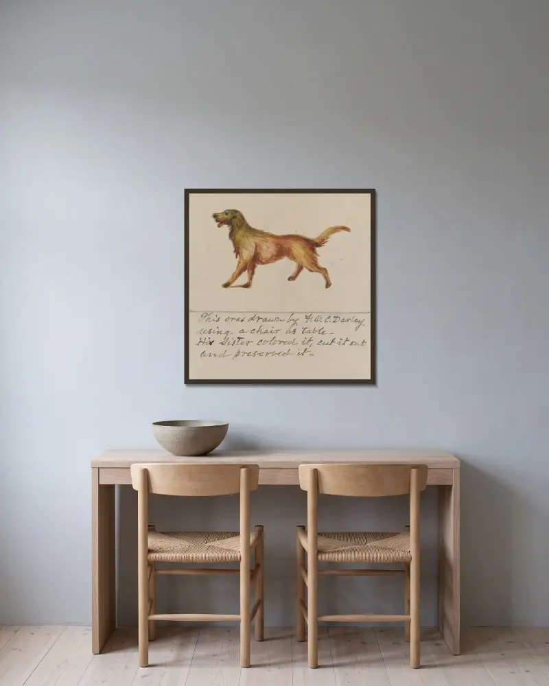 Dog av Felix Octavius Carr Darley inramad på en vägg