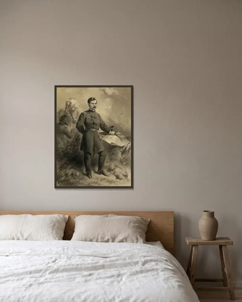 George Brinton McClellan av Felix Octavius Carr Darley inramad på en vägg