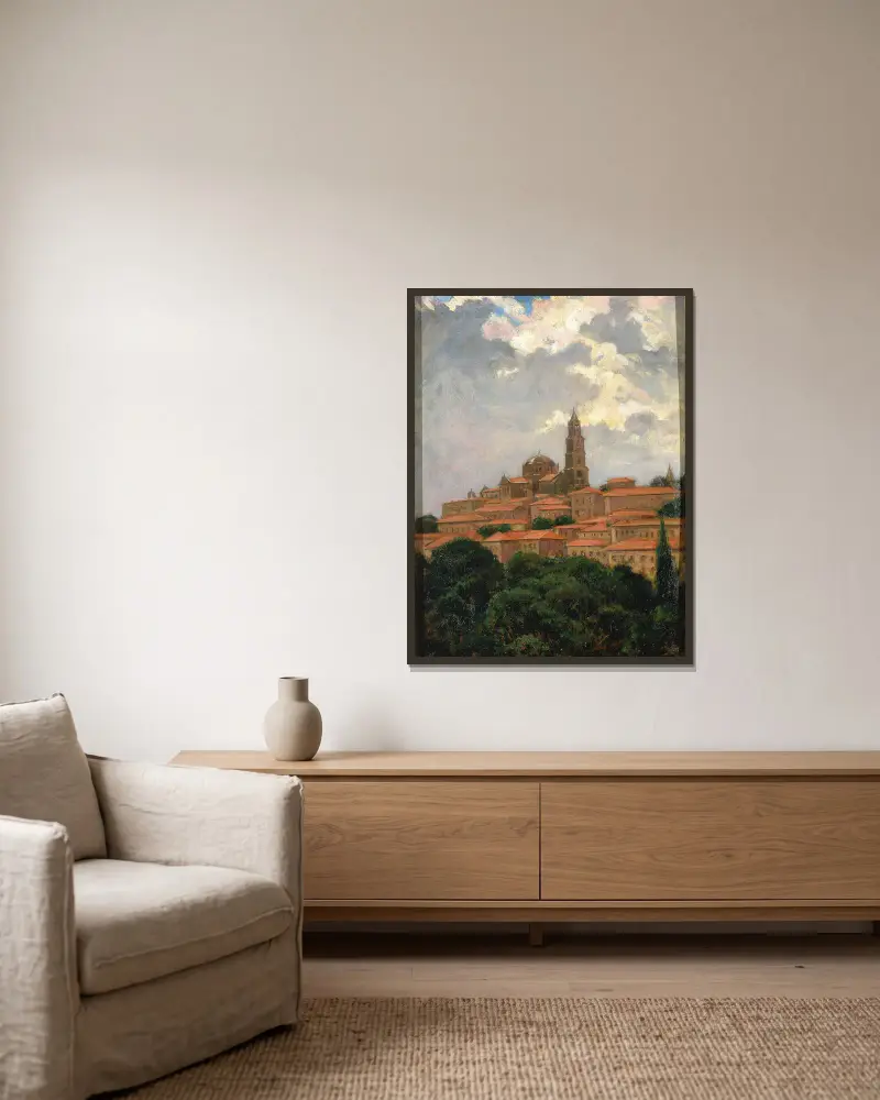 Cathedral at le Puy av James Carroll Beckwith inramad på en vägg