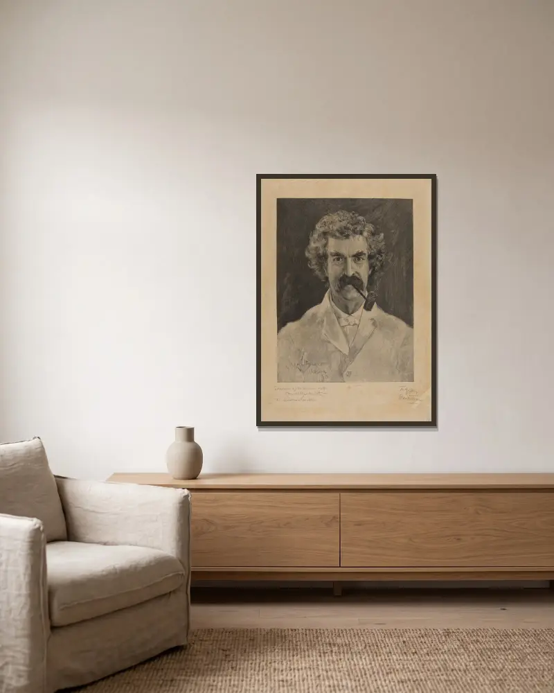 Mark Twain, James Carroll Beckwith v rámu na stěně