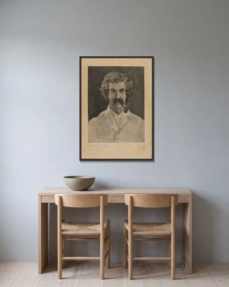 Mark Twain, James Carroll Beckwith v rámu na stěně