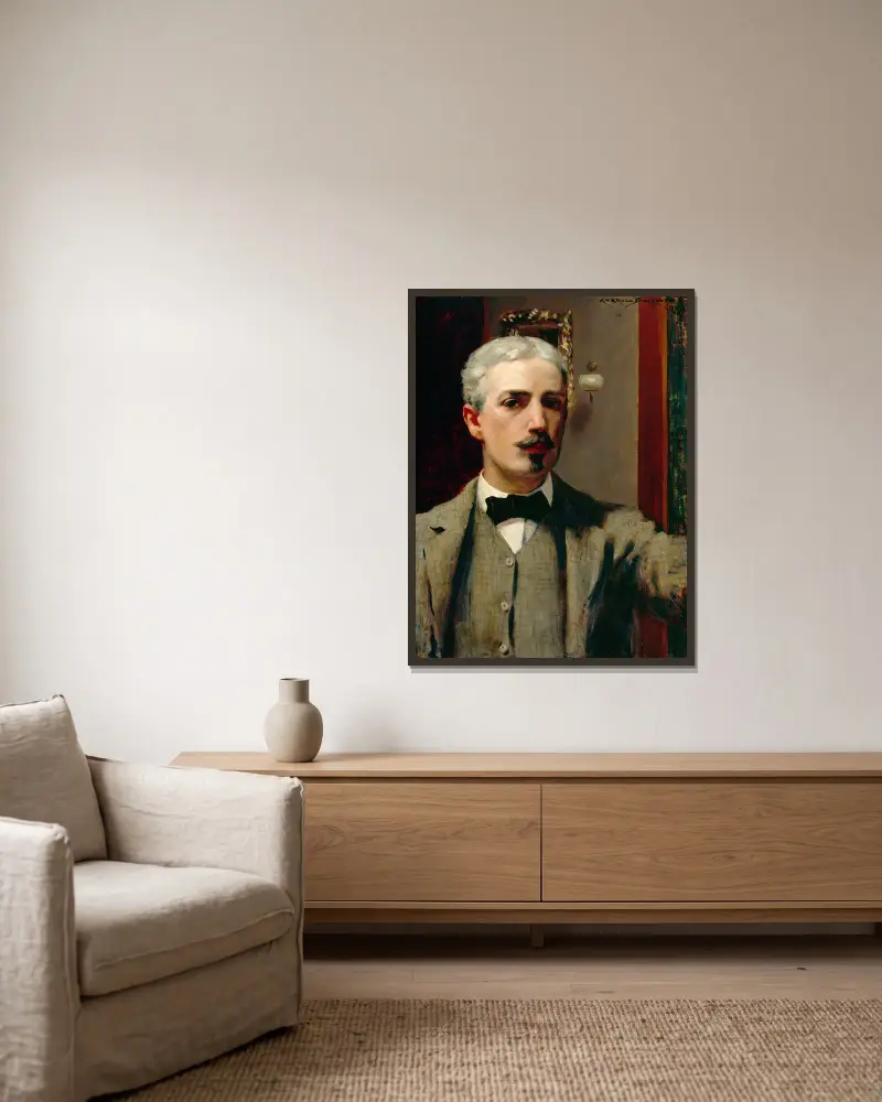 Vlastní podobizna, James Carroll Beckwith v rámu na stěně