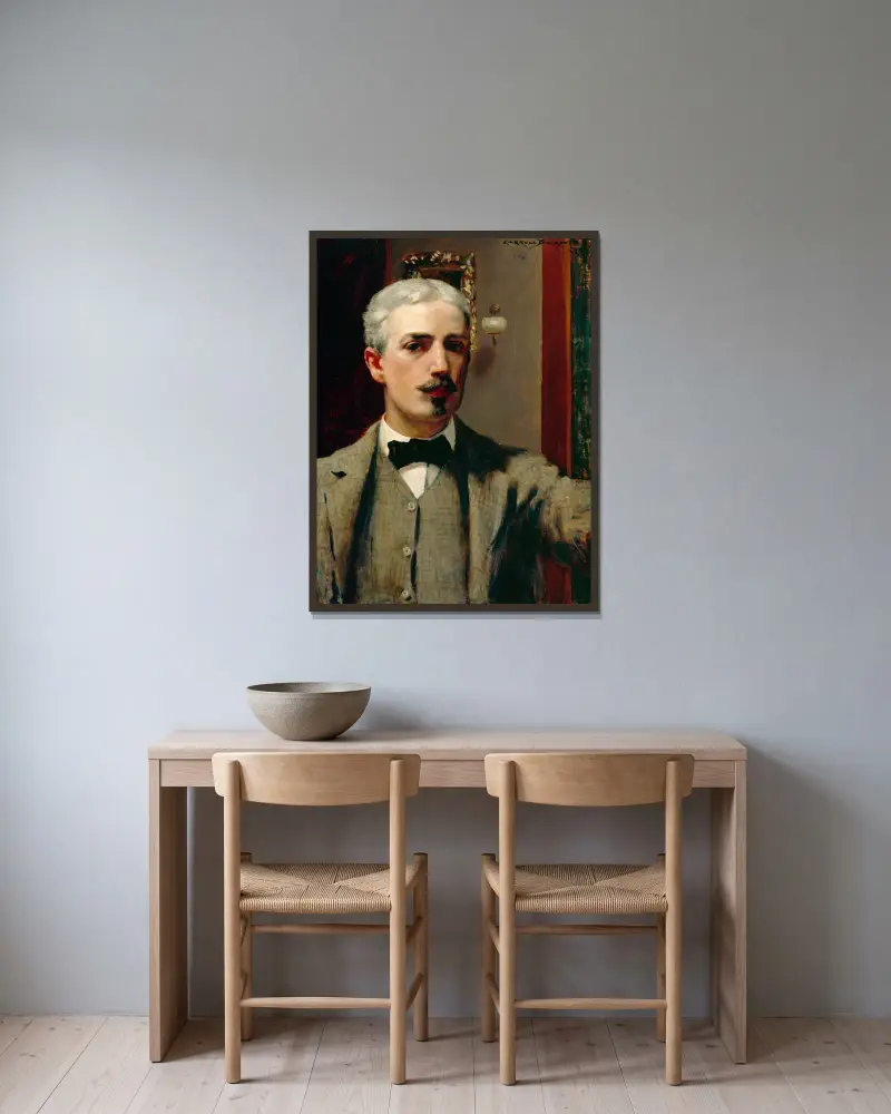 Vlastní podobizna, James Carroll Beckwith v rámu na stěně