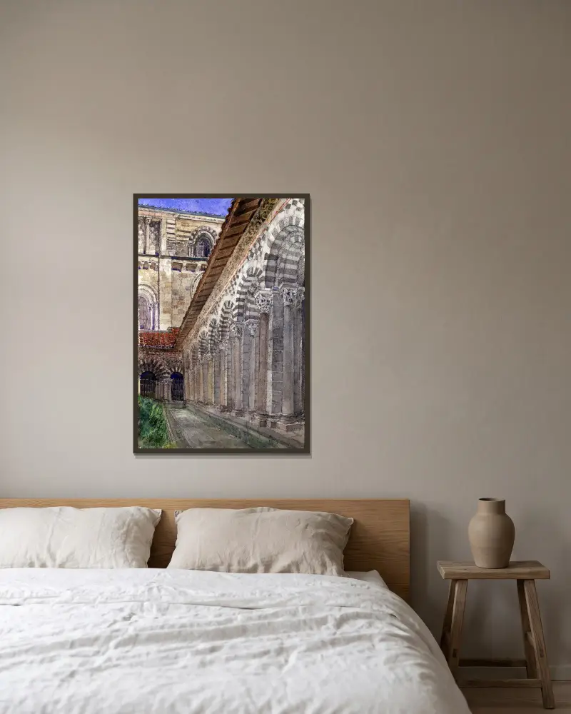 Kreuzgang der Kathedrale von Le Puy von Cass Gilbert gerahmt an einer Wand