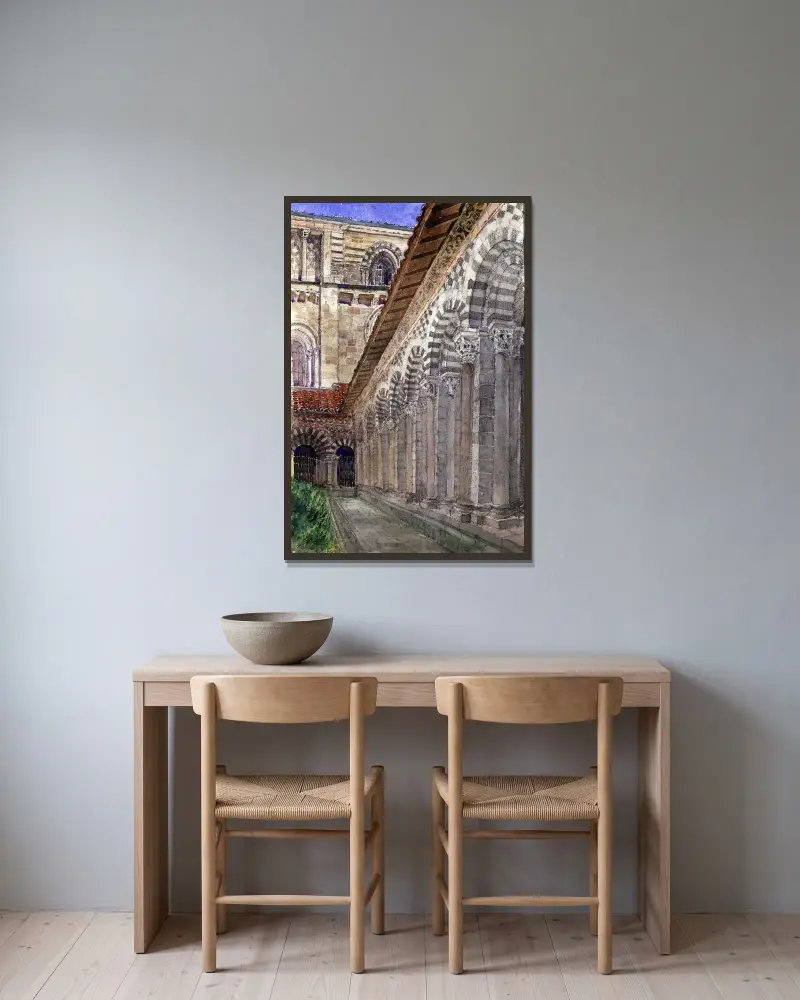 Kreuzgang der Kathedrale von Le Puy von Cass Gilbert gerahmt an einer Wand
