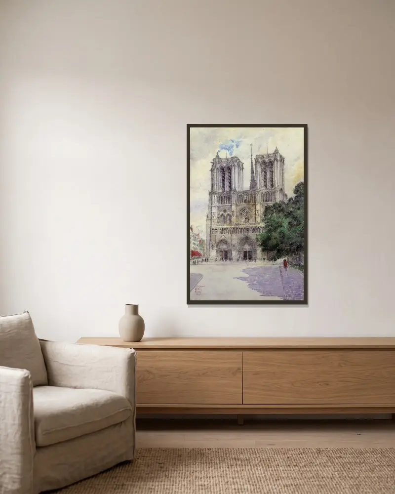 Katedralen Notre-Dame, Paris av Cass Gilbert inramad på en vägg