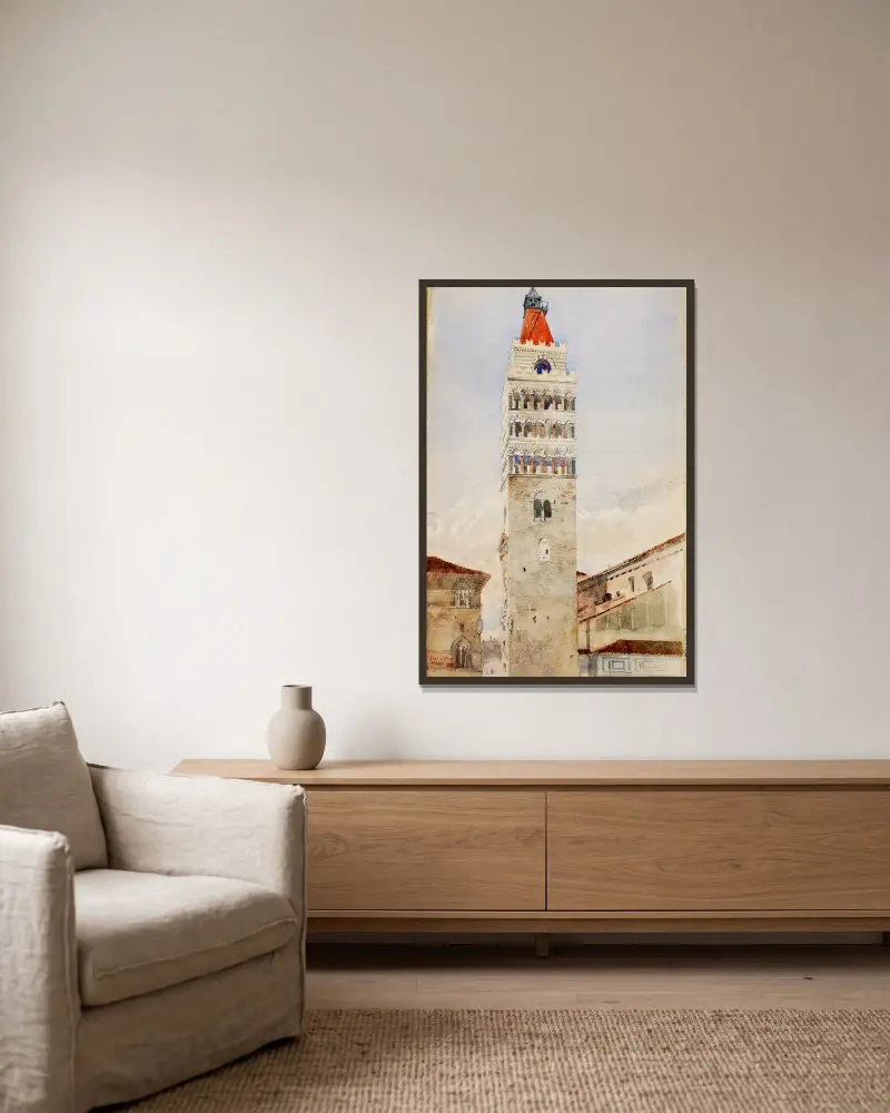 Cathedral Tower, Pistoia, Italy av Cass Gilbert inramad på en vägg