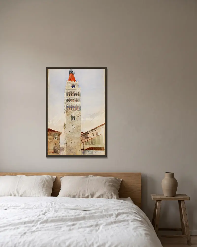 Cathedral Tower, Pistoia, Italy av Cass Gilbert inramad på en vägg