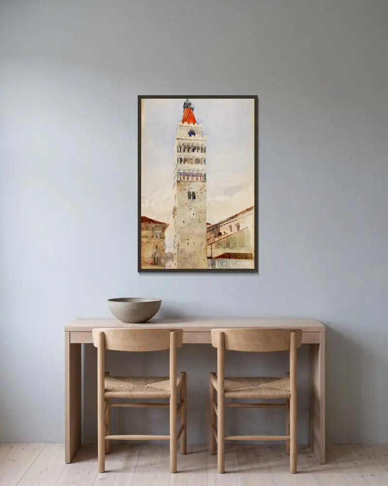 Cathedral Tower, Pistoia, Italy av Cass Gilbert inramad på en vägg