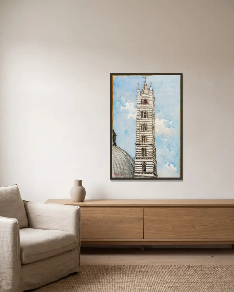 Kathedralturm, Siena von Cass Gilbert gerahmt an einer Wand