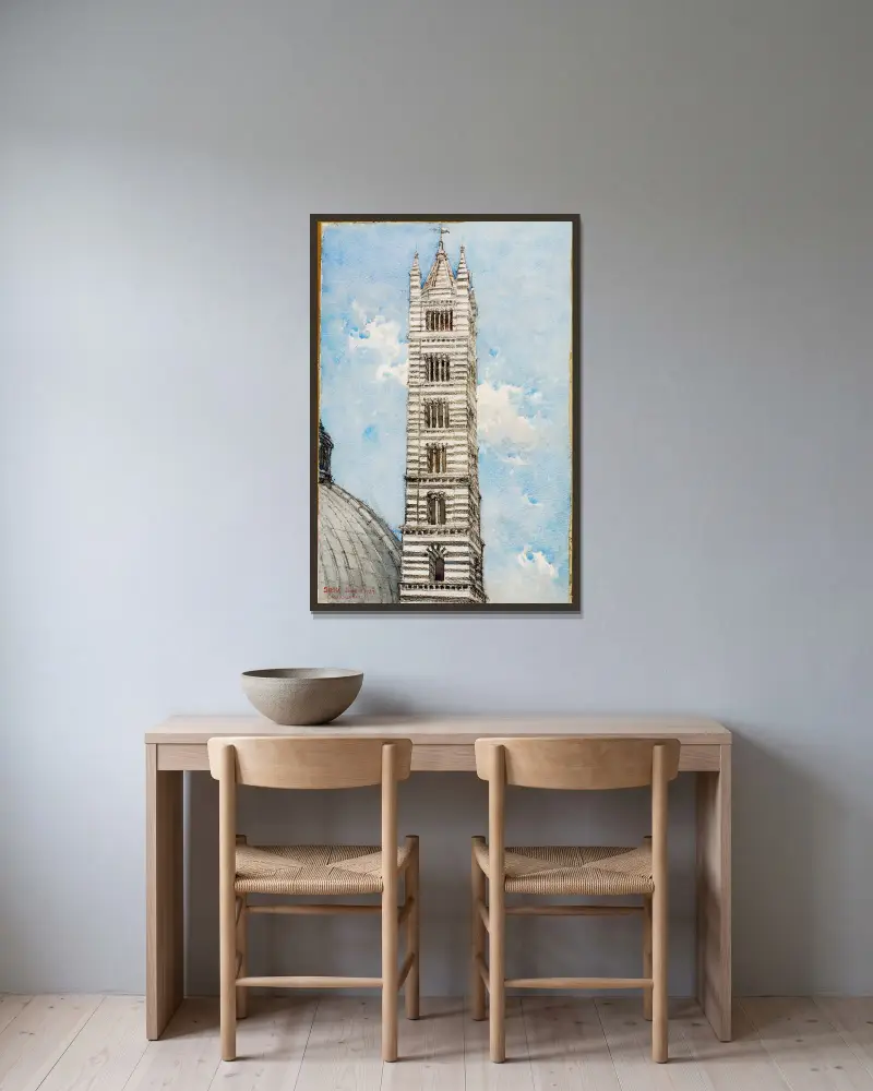 Kathedralturm, Siena von Cass Gilbert gerahmt an einer Wand