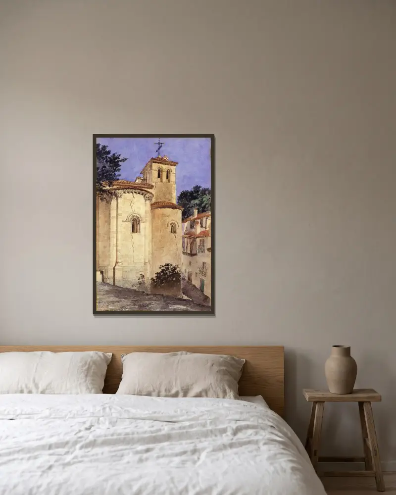 Kyrka i Segovia, Spanien av Cass Gilbert inramad på en vägg
