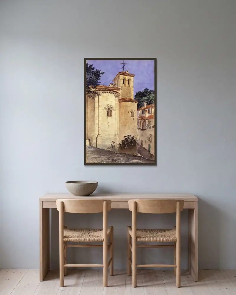 Kyrka i Segovia, Spanien av Cass Gilbert inramad på en vägg