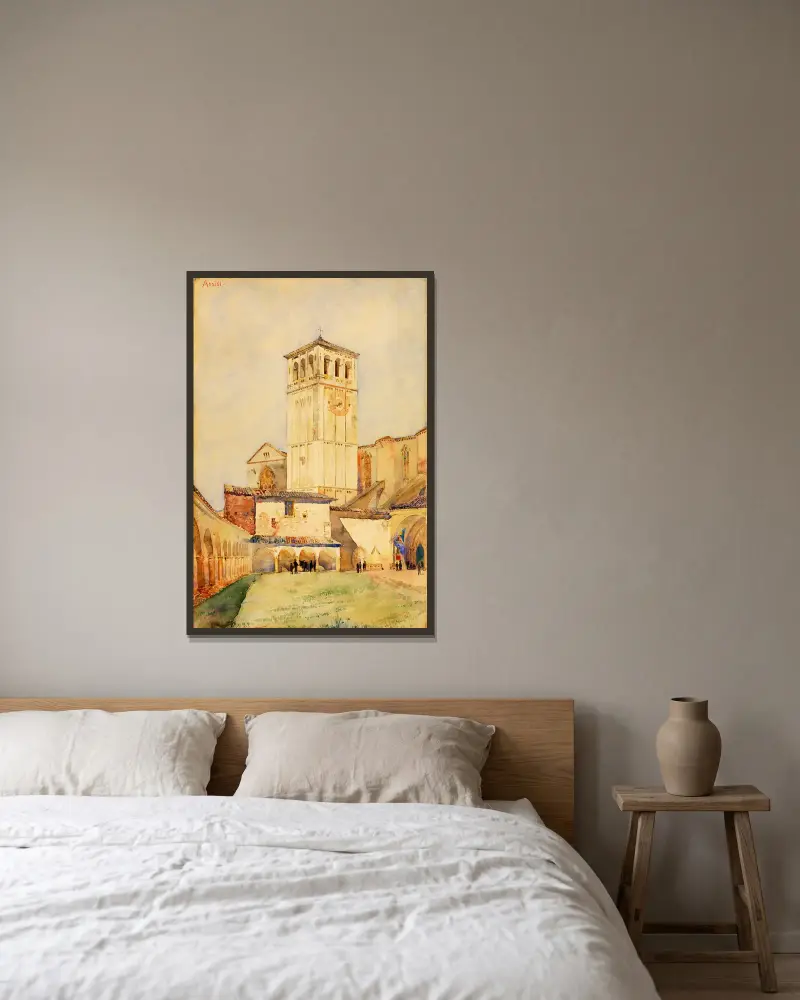 Kyrkan San Francesco i Assisi av Cass Gilbert inramad på en vägg