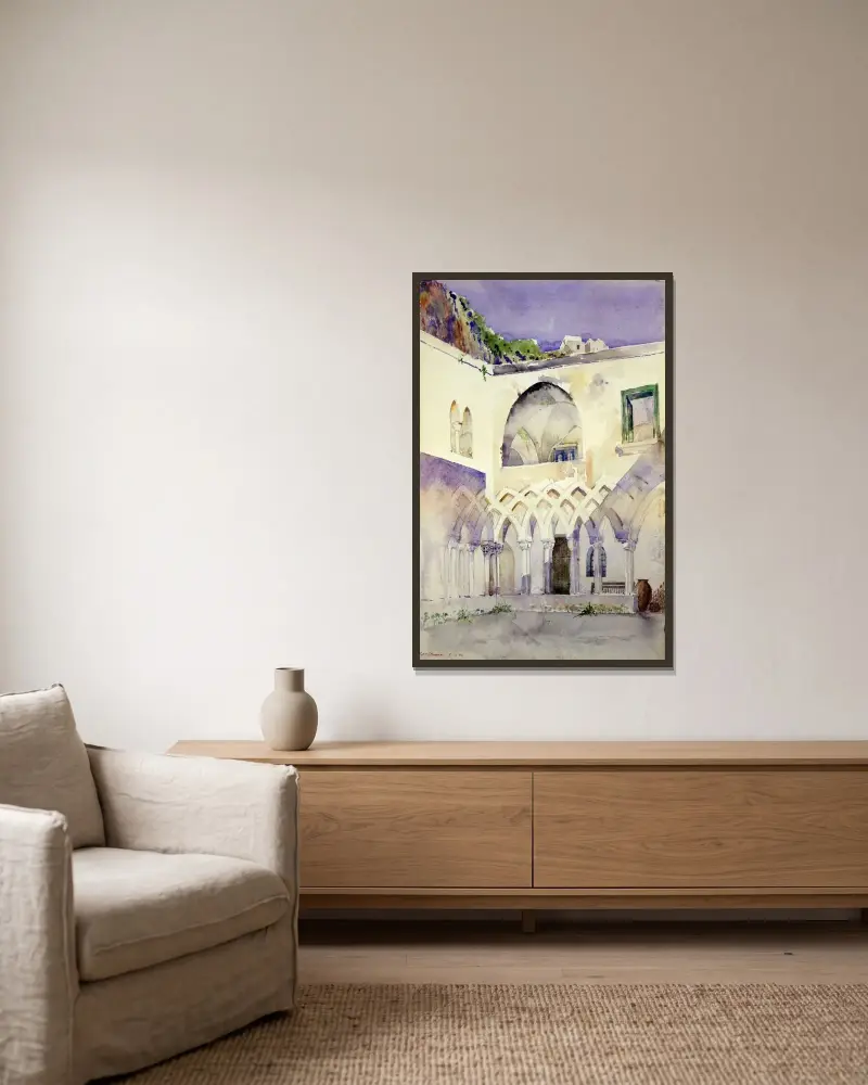 Courtyard, Capucine Monastery, Amalfi av Cass Gilbert inramad på en vägg