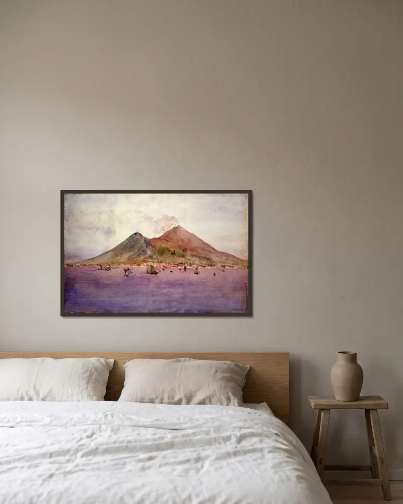 Vesuvius från Neapelbukten av Cass Gilbert inramad på en vägg
