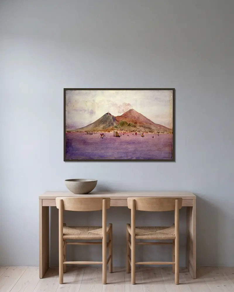 Vesuvius från Neapelbukten av Cass Gilbert inramad på en vägg