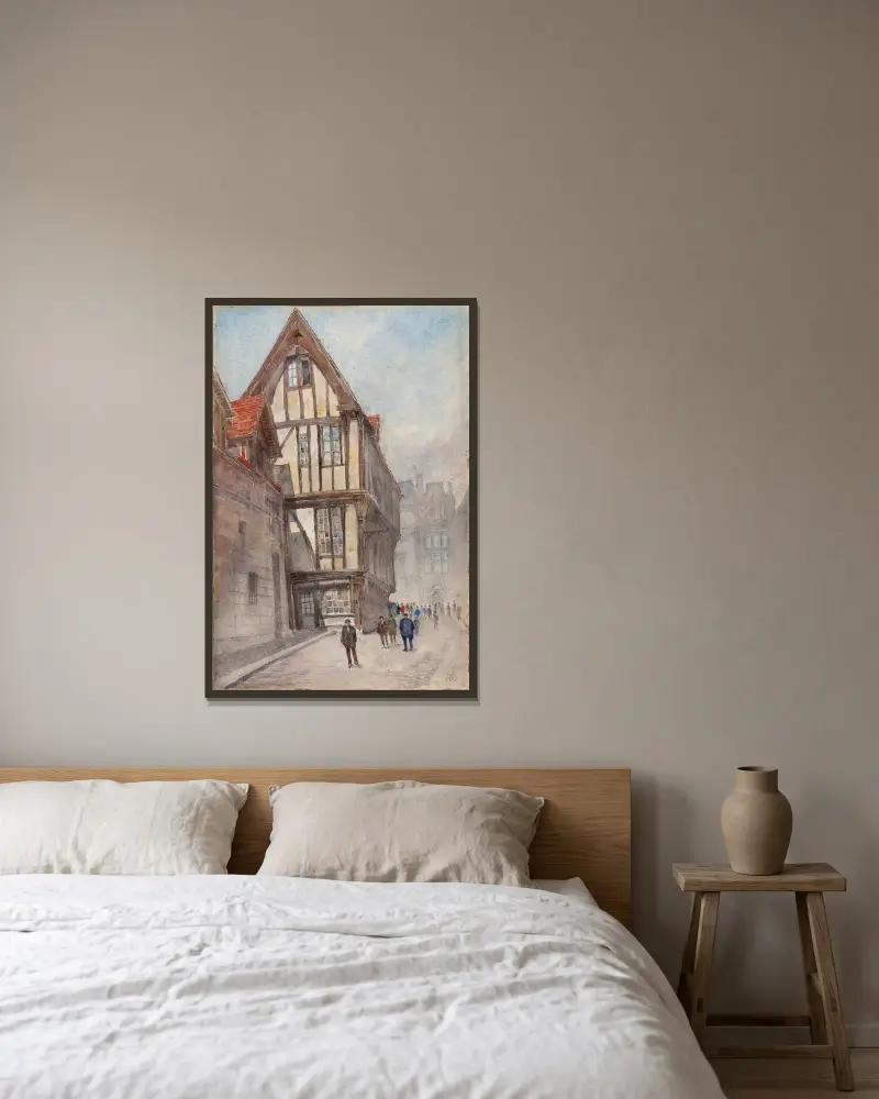 Altes Haus in Rouen von Cass Gilbert gerahmt an einer Wand