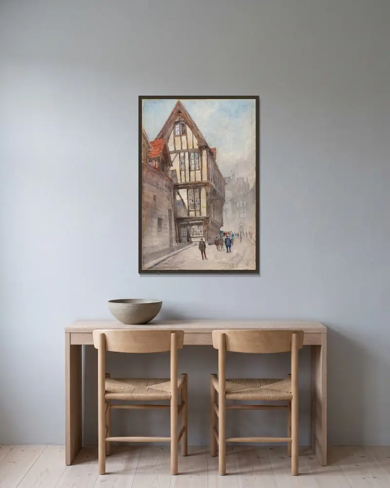 Altes Haus in Rouen von Cass Gilbert gerahmt an einer Wand