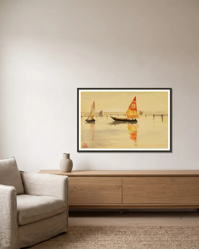 Segelboote (Venedig) von Cass Gilbert gerahmt an einer Wand