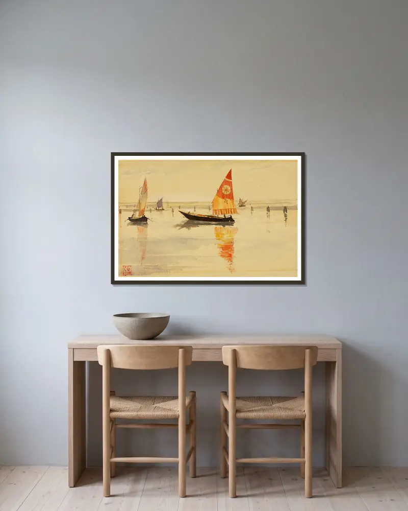 Segelboote (Venedig) von Cass Gilbert gerahmt an einer Wand