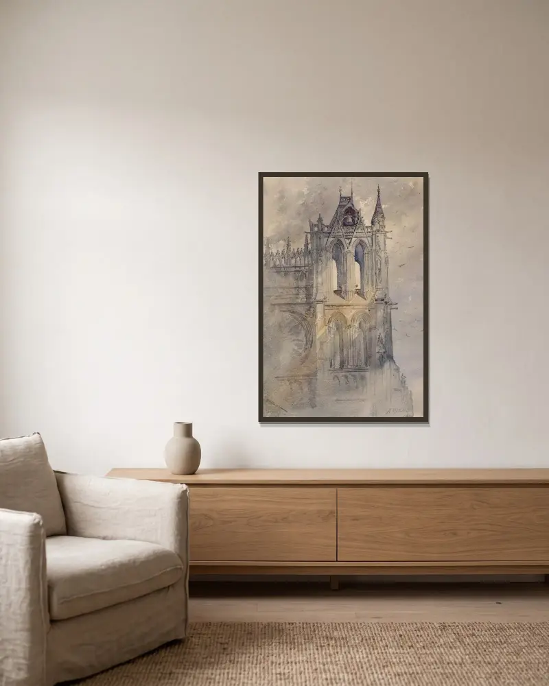 Südwestturm der Kathedrale von Amiens von Cass Gilbert gerahmt an einer Wand