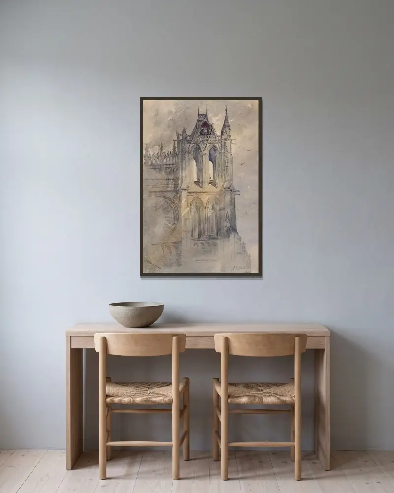 Südwestturm der Kathedrale von Amiens von Cass Gilbert gerahmt an einer Wand