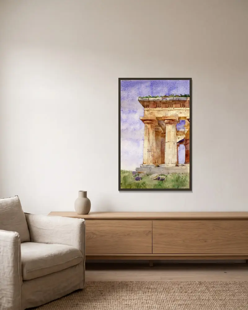 Neptunustemplet, Paestum av Cass Gilbert inramad på en vägg