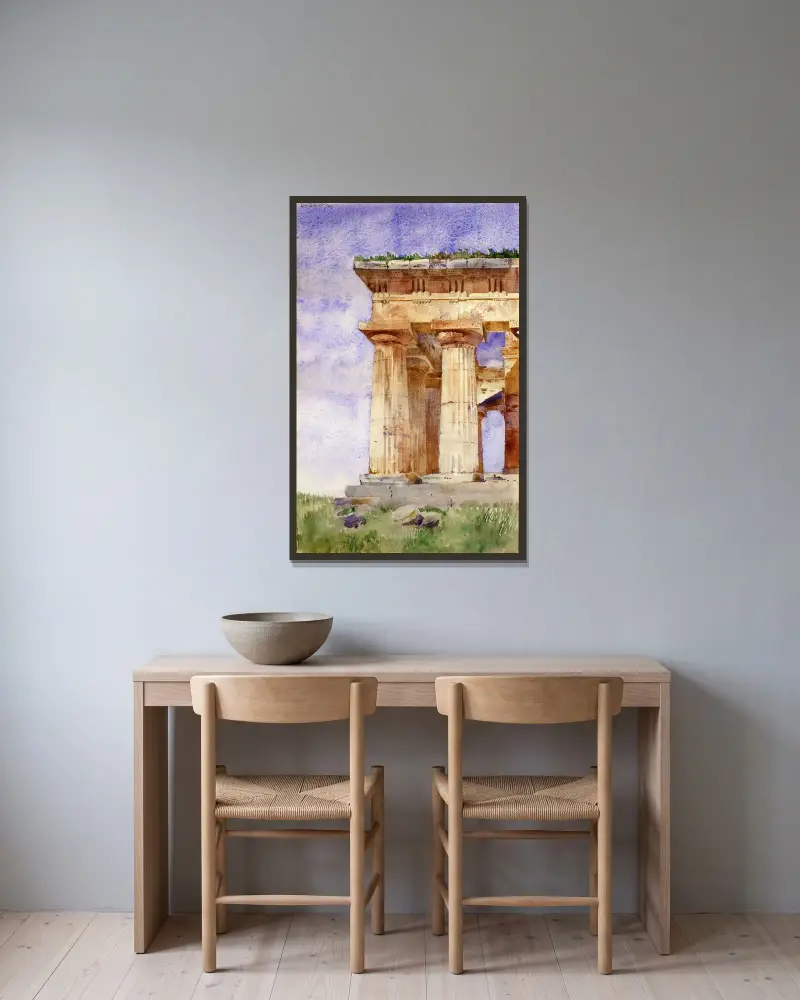 Neptunustemplet, Paestum av Cass Gilbert inramad på en vägg