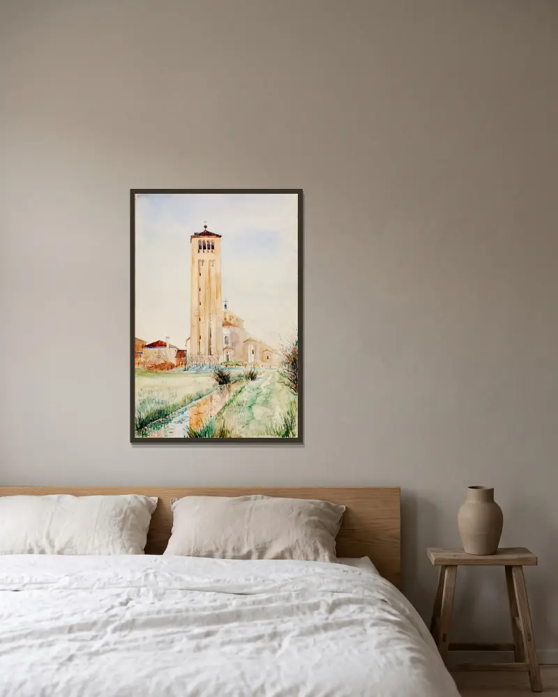 The Tower, Cathedral of Torcello av Cass Gilbert inramad på en vägg