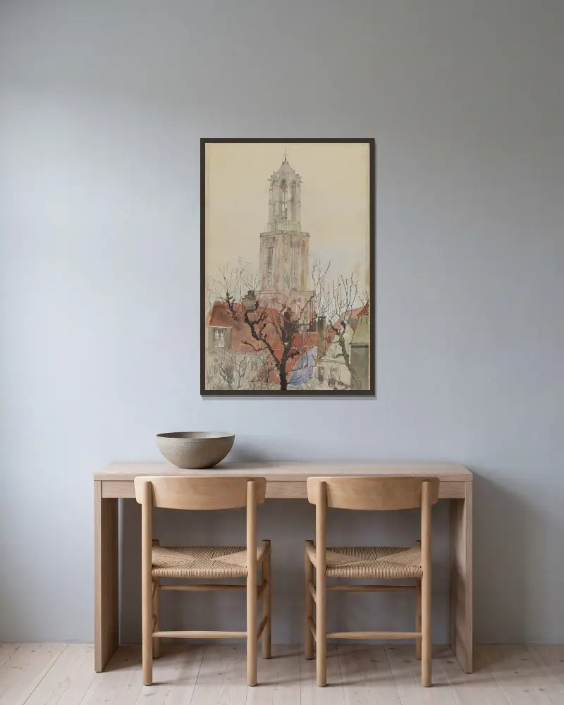 Tower of the Cathedral of Utrecht, Holland av Cass Gilbert inramad på en vägg